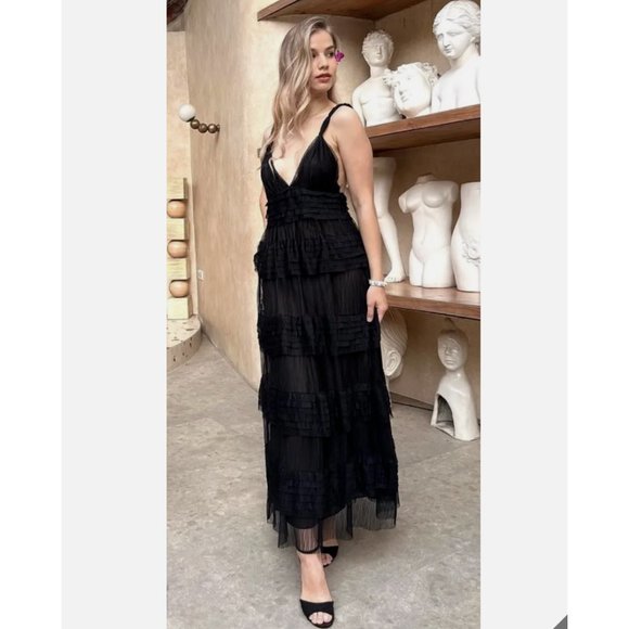 ZARA WOMAN $139 RUFFLED TULLE DRESS ZW COLLECTION BLACK XS S M L REF: 8936/113 - Picture 5 of 13